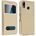 Produktbild gemtoo Huawei P20 LITE Hülle mit Window für Huawei P20 LITE, Tasche Schutzhülle Case für Huawei P20 LITE, mehrere (Gold)