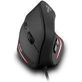 Zelotes Dikey Fare,3200DPI Ergonomik Fare,6 Tuşlu Bilgisayar Faresi,USB Kablolu Faresi,Kablolu Mouse,Siyah