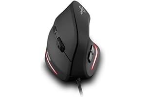 zelotes Mouse Verticale Cablata, 3200DPI,6 Pulsanti,Protegge Il Braccio,Illuminazione a LED,Design Ergonomico,Mouse con Filo Ottico USB per PC,Laptop,Mac,Nero