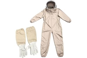 HILAI Protective Gear,Beekeeping Suit Bee Keeper Gear Clothing Outfit Full Body Protection Fencing Veil Gloves for Beginner Commercial Beekeepers (XL Coffee)