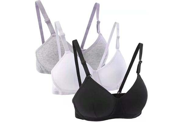 Yintry Lot de 3 Soutiens-Gorge de Sport en Coton pour Adolescentes avec Sangle Amovible réglable et Soutien-Gorge d'entraînement sans Fille A-Cup