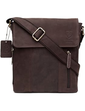 100% reine echte echte Vintage Hunter Leder Handgefertigte Herren Frauen Leder Flapover Tägliche Crossbody Schulter...