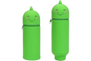 TaleMoon Kawaii Federmäppchen Grüner Dinosaurier,2 in 1 Silikon Federtasche,Stifte Mäppchen,Pencil Case,Cartoon Bleistifthalter für Mädchen,Jungen Büro, Uni, Niedlicher Schulbedarf