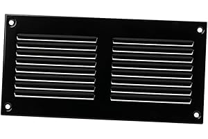 EUROPLAST 200x100mm / 8x4" inch Black Metal Air Vent Grille Cover with Insect Mesh - Ventilation Cover