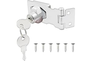 VOOVEN Cupboard Locks, Buckle Lock with Key, Heavy Duty Shed Door Lock, Screw Safety Door Lock, Used for Office Desks, Filing Cabinets, Drawer Furniture