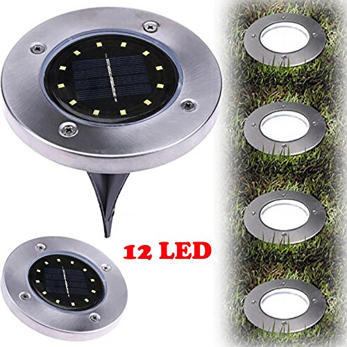 Preisvergleich Produktbild htfrgeds Solarbetriebenes Solarleuchten, 12 LEDs Garten Licht Wasserdichtes IP44 Solarleuchte Rostfreier Stahl DäMmerungsschalter Bodenleuchte Garten FüR Lawn Pathway Patio Garden