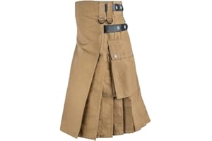 Kobilee Schottenrock Herren Kilt Schottisch Klassischer Gothic Karo Rock mit Taschen Kurzer Karierter Punk Herrenrock Schottischer mit Kontrasttaschen Original Individualität Vintage Herrenröcke