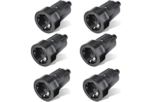 XPJBKC Prise Femelle 220V, 6 Pièces Prise Electrique Femelle Avec Protection Anti-Torsion, IP44 Etanche Fiches Schuko 230V 16A, Protection Incassable Fiche Femelle Prise Electrique, Noir
