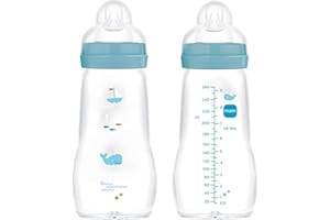 MAM biberon verre Feel Good Glass Bottle neutre 260 ml, lot de 2, tétine 0 Mois +
