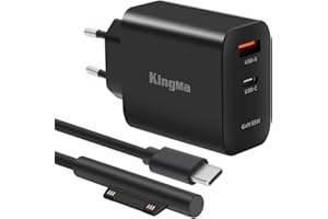 KING MA Ładowarka USB C do laptopa 65 W z PD Microsoft Surface kabel do ładowania 2-portowy USB C, zasilacz sieciowy szybka ładowarka do laptopa GaN Charger do Surface Pro 3/4/5/6/7/8/X Surface Go/Surface
