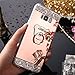 Price comparison product image Galaxy S8 Plus Case, Surakey 3D Handmade Bling Glitter Crystal Love Bear with Metal Ring Stand Holder 360-degree Rotating Mirror Soft TPU Clear Cover Case Rubber Bumper for Samsung Galaxy S8 Plus - Rose