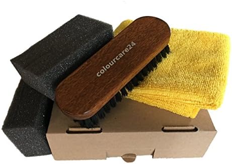 colourcare24Detailing Accessories Kit for Deep Cleaning of Car Leather Interiors, Brush for Leather, Microfibre Cloth, Sponge, for cleaning car interiors and sofas