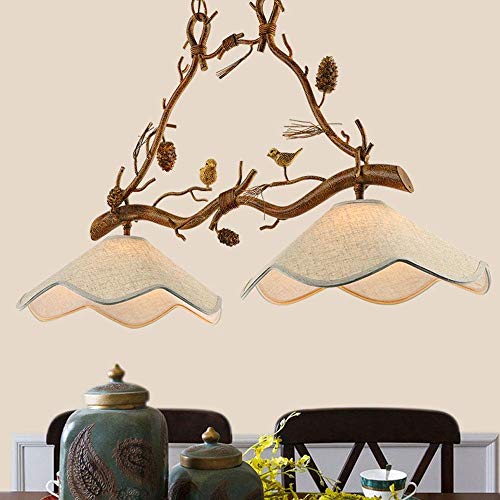 Preisvergleich Produktbild YHY Modern Creative Vogel Pendelleuchte Elegante Tuch Lampenschirm Mode Eisen Brown Höhenverstellbar Hängeleuchte Wohnzimmer Esszimmer Studie 2-Flammig Deckenleuchte Max 60W E27 ø39cm