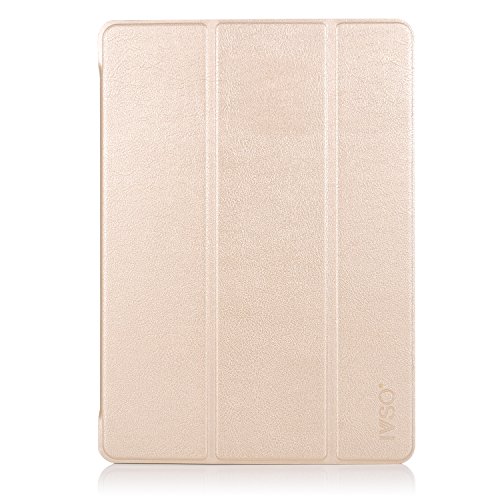 Neues iPad 2017 iPad 9.7 Zoll Hülle iBetter Neues iPad 2017 iPad 9.7 Zoll Prime Ultra Slim PU Leder Tasche Smart Case Hülle Schutzhülle Tasche Transparente Rückseite mit Leichte Ständer Funktion für Neues iPad 2017 iPad 9.7 Zoll Tablet (Gold) - 2
