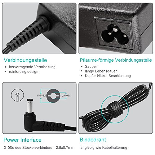 Delippo® 65W 19V 3.42A Laptop AC Adapter Ladegerät für Asus K40ab N20a X552ea Vx239h Mx239g Toshiba T130 Lenovo U350 V350 E255 E41 S300(5.5*2.5mm)[ 26 Monate Garantie] - 3