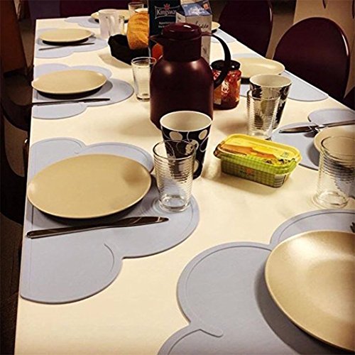 RayMoon Baby Kinder Rutschfeste Wolke Geformt Silikon Platzdeckchen Tischset Mahlzeit Matte Dunkelgrau - 6