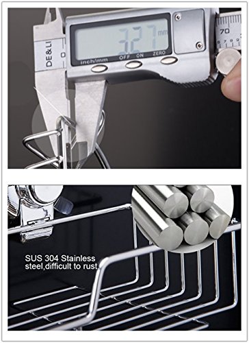 ARCCI Küchen Badezimmer rostbeständige rechteckige Lagerungssaugnäpfe Duschkorb, Saugnapf, Edelstahl - 5