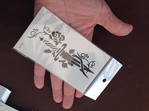 10 Bögen SCHWARZE FAKE TATTOOS FÜR MÄNNER Kleine Bögen Tattoo Aufkleber für Körper Drachen Fuchs Totenkopf und mehr - 5