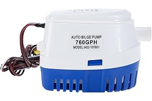 DasMarine 12V Automatic Submersible Boat Bilge Water Pump Built-in Auto Float Switch (760GPH)