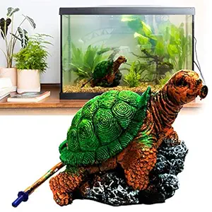 JAINSONS PET PRODUCTS? Padmashri Turtle Ornament with Air Diffuser for Aquarium Fish Tank Decoration (Multicolour)