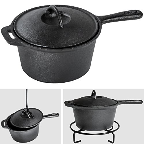 TecTake® 7 teiliges Dutch Oven Kochtopf Set aus Gusseisen in Holzkiste - 3