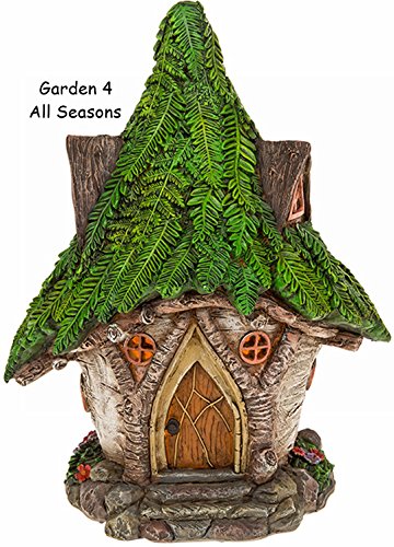Fairy Garden Solar Light LED lluminated House Dwelling Pixie Fantasy Minature Ornaments - Fern House