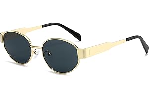 LJCZKA Okulary przeciwsłoneczne dla kobiet owalne męskie, okulary przeciwsłoneczne owalne metalowe oprawki vintage okrągłe okulary z lat 90. ochrona UV400