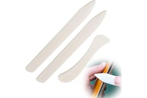 Erioscar 3-Piece Bone Folder Creaser Scoring Folding Grooved Paper Leather Craft Plastic Paper Folding Knife for Paper Crafts, Leather Processing (2 Large and 1 Small)