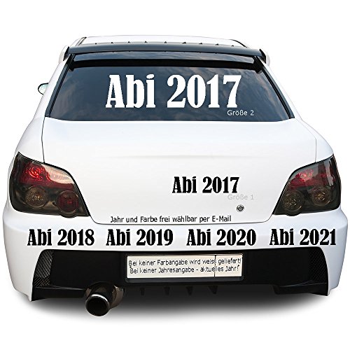 Abi 2017 2018 2019 .. Autotattoo Heckscheibe Aufkleber Größe: Größe 2