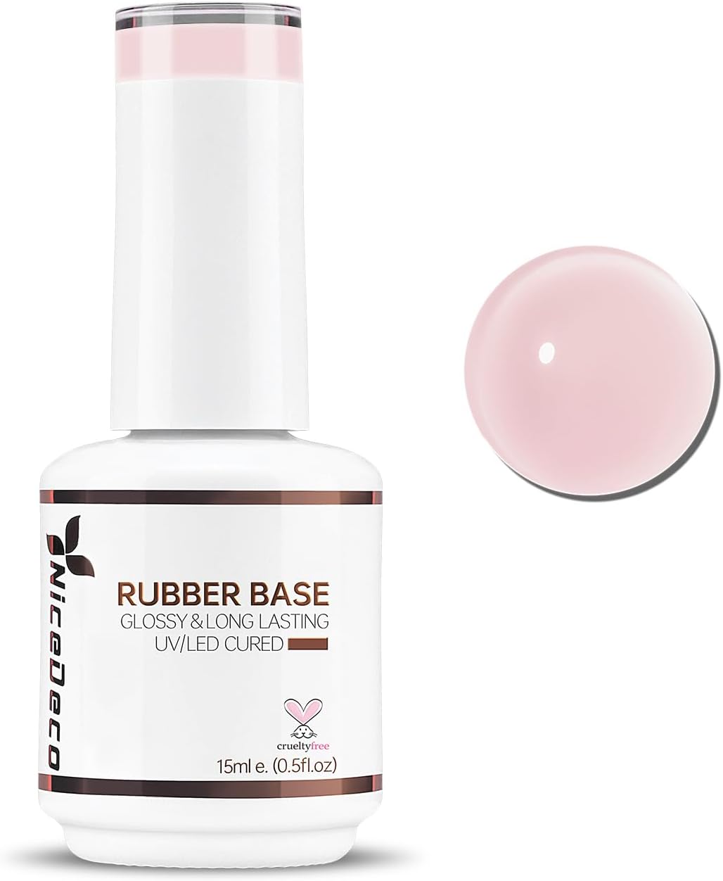 Nicedeco Base Rubber para Uñas Esmaltes Semipermanentes en Gel Base de Caucho UV/LED Soak-Off Colores Vibrantes y Duraderos 15ML 22