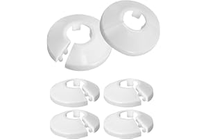 ZIMOER 6 Piezas Collares de Tubería Plástico, Cubierta de Tubo de Radiador, Anillos de Tuberías, Cubierta de Tubería de 15 mm de Diámetro, Rosetas para Tuberias de Calefaccion Blanco