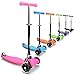 Produktbild 3Style Scooters Tretroller, Kickboard-T-Lenker, 3 Räder, für Mädchen und Jungen, mit LED-Lichtern an den Rollen, Rosa
