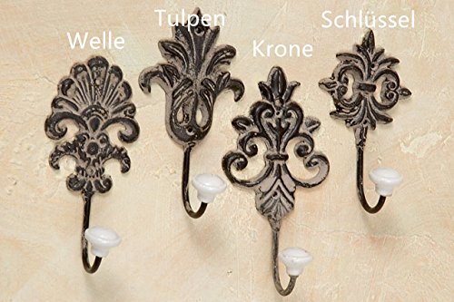 Haken Wandhaken Nostalgie Metallhaken Garderobe chic vintage shabby antikbraun (4er Set 7265100)