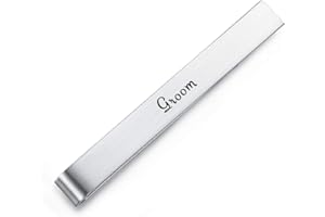 HONEY BEAR Mens Wedding Marriage Tie Clip Bar - Normal Size Gift,5.4cm,Brushed SIlver