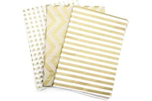 GOIYZTTR 60 Pezzi di Carta Velina Bianca Dorata, Metallic Gold Tissue Sfusa 3 Stile Decorativo Metallizzato Carta da Imballaggio per Decorazione Regalo, DIY