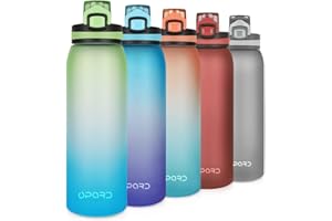 Opard Sports Water Bottle, 900ml BPA Free Non-Toxic Tritan Plastic Drinking Bottle with Leak Proof Flip Top Lid for Gym Yoga Fitness Camping