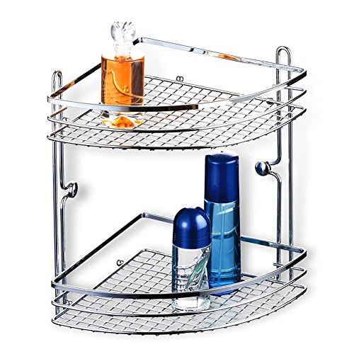 HC-Handel 930398 Bad Eckregal "Cassandra" Metall 2 Ablagen verchromt 28 x 26 x 20 cm silber