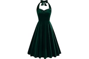 ZEIAYUAS Women Vintage Velvet Banquet Dinner Dress 50s V-Neck A-line Dress Retro 80s Fancy Dress Pleated Swing Party Dresses Sleeveless Evening Dress Ladies Elegant Wedding Guest Gown