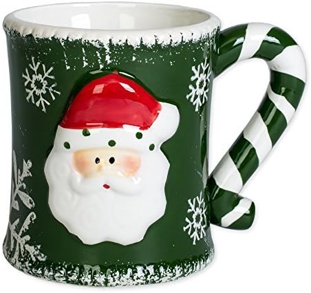 Dusted Nordic Snowflake Santa Claus 10 ounce Ceramic Stoneware Christmas Mug by Delton Products Corp