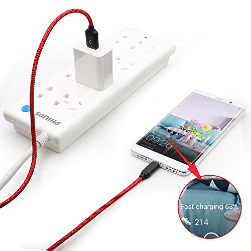 USB C Ladekabel für Honor Note 8, Higoo 2M [6.6FT] Honor Ladegerät Kabel Schnellkabel Kabellos Nylon Kabel Reversible Ladegerät Kabel USB Datenübertragungskabel für Honor 8 8s v8 v9 Magic Red - 2