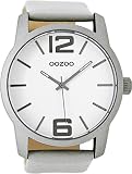 Oozoo Herrenuhr mit Lederband 48 MM Weiss/Grau C9085