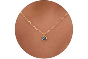 PRTGL Dainty Necklace - 14K Gold Plated/White Gold Plated Infinity Evil Eye Anky Butterfly Cowboy Boot Sun Moon Heart Necklace for Women