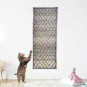 Mats Avenue Multi Use Cat Scratch Pad /Cat Scratch Post Attachable with Double Side Gum Tape Brown Color 30x80 cm Set of 1