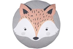 Benoon Tapis Rond De Coton De Jeu De Bébé avec L'impression De Renard, Tapis Doux De Couverture Rampant pour des Enfants en Bas âge 85 cm