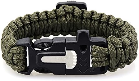 Survival Paracord Bracelet,YTTX Outdoor Survival Kit with Parachute Cord Buckle Compass Flint Fire Starter Scraper Knife Whistle for Hiking Hunting Camping Emergency Pack of 2