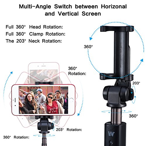 ASEL Bluetooth Selfie Stick Stativ, 2 in 1 Selfie-Stangen mit Bluetooth-FernauslÃ¶ser, Ausfahrbar Kabelgebunden Stab mit Monopod Erweiterbar 360Â° Rotation fÃ¼r iPhone 6 6s 7 7plus, Samsung, Smartphone