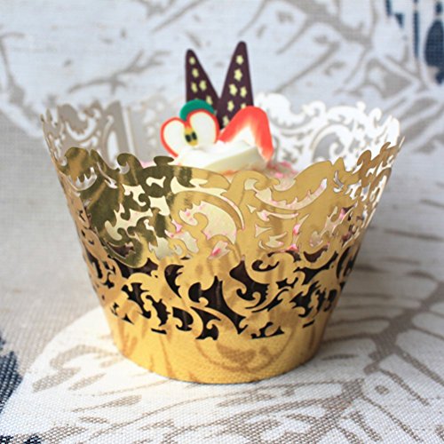Tinksky Muffin Cup Trays Golden Kuchen Wrapper RS Trays Party Dekoration 50stk - 2