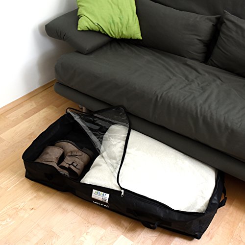 Premium Unterbettkommode mit Sichtfenster, 4 Haltegriffen und Beschriftungsfenster – 100 x 48 x 18 cm – staubfreie Kleideraufbewahrung – atmungsaktive Aufbewahrungstasche für Decken, Kleidung und mehr - 8