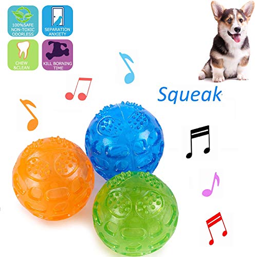 Juguetes de Perro,Juguete de Goma Masticar Mascotas Bola del Juguete No Tóxico/Resistente/Vocal-(3pack)