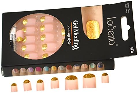 LaSenta® Artificial Shining Style Nails – Pink and Gold Glitter Fashion Accessories